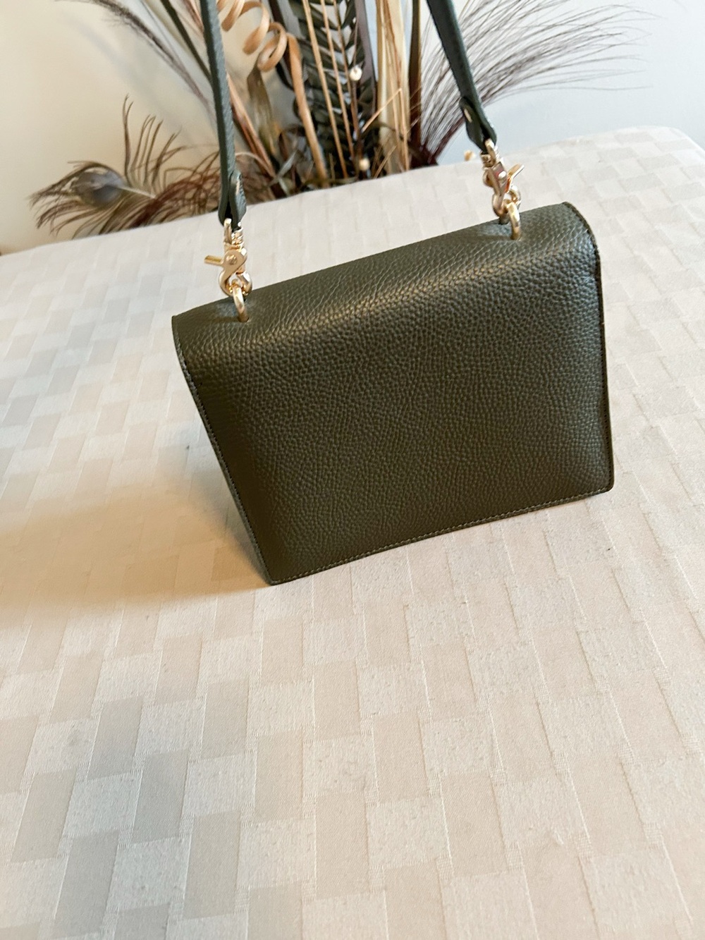 Angela Roi Eloise Peebled Leather Satchel In Deep Olive - Picture 8 of 15